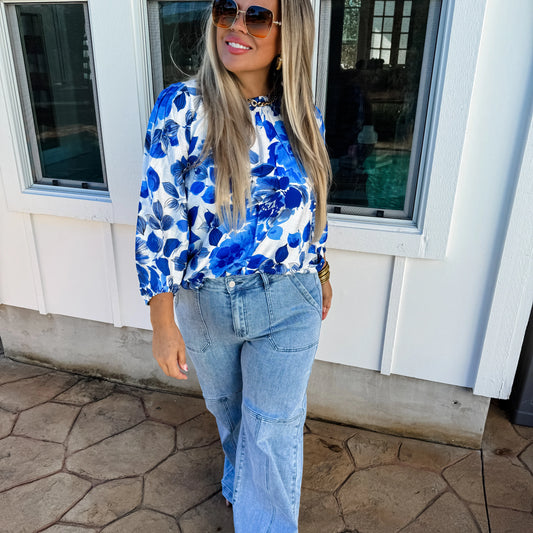 Abigail Floral Bubble Sleeve Top