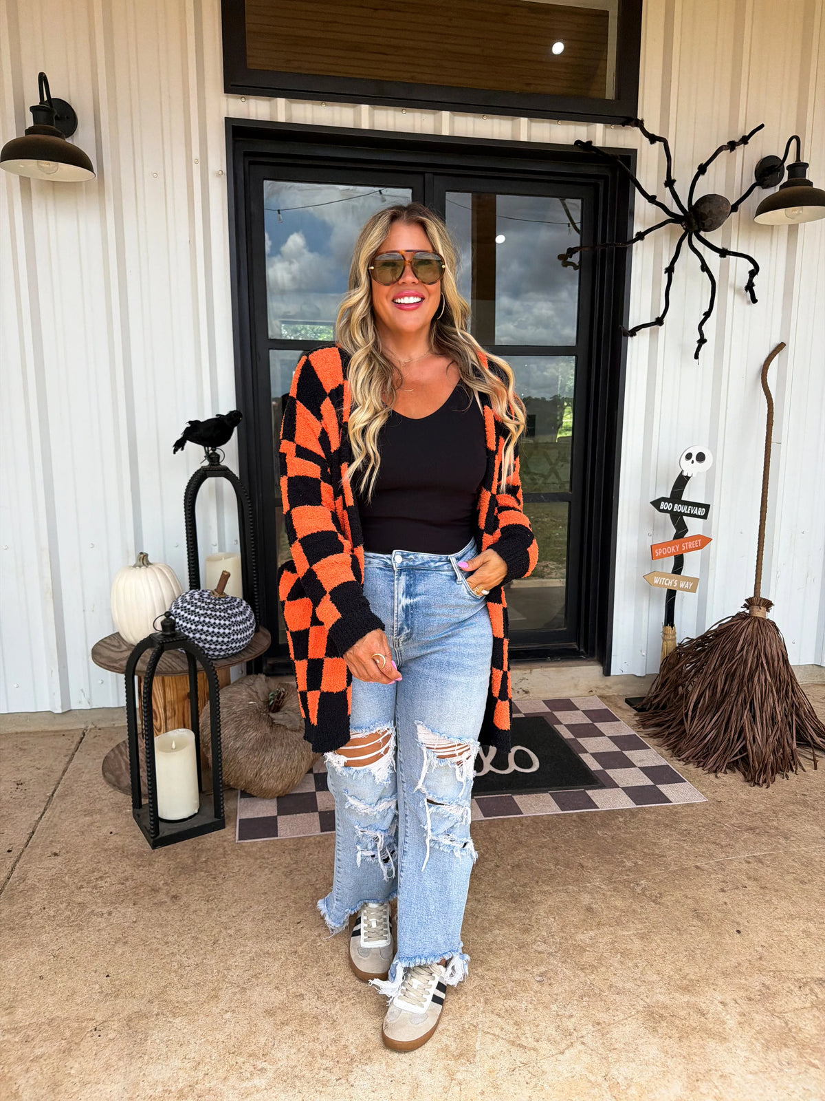 Boo Crew- CHECKERED Cardigan