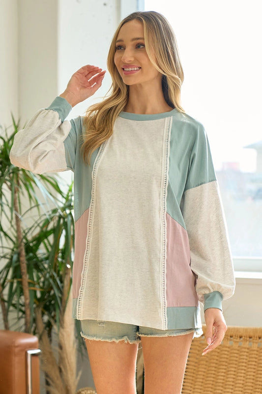 “Sunday Stroll” Colorblock Pullover