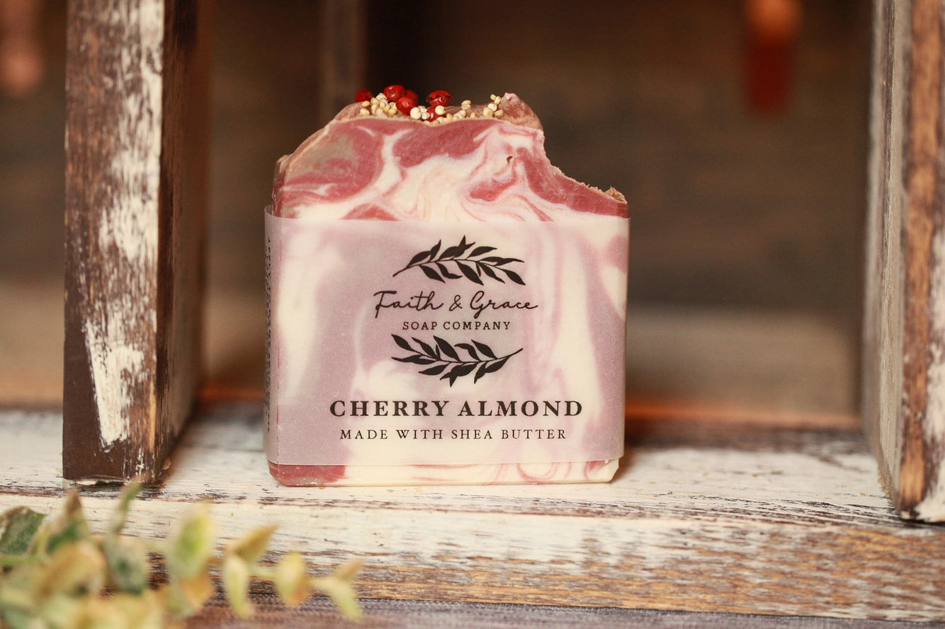 Cherry Almond Artisan Bar Soap, Luxury Shea Butter