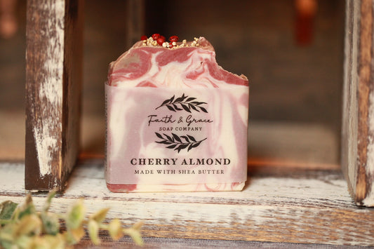 Cherry Almond Artisan Bar Soap, Luxury Shea Butter