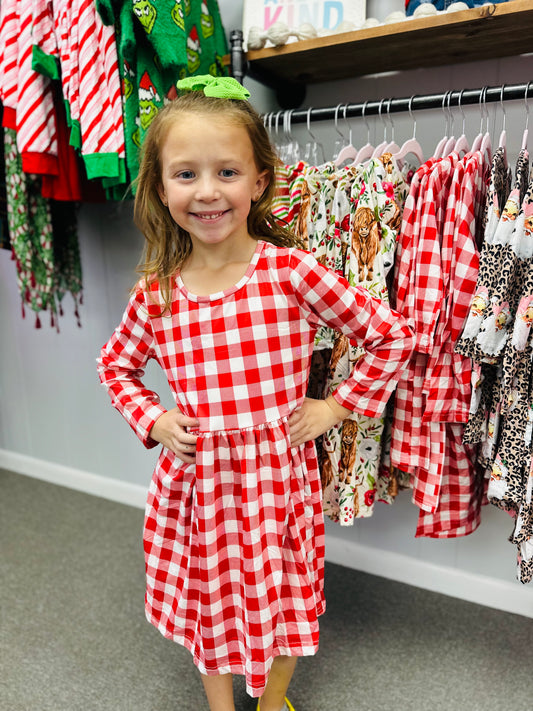 Christmas Red & White Plaid Dress