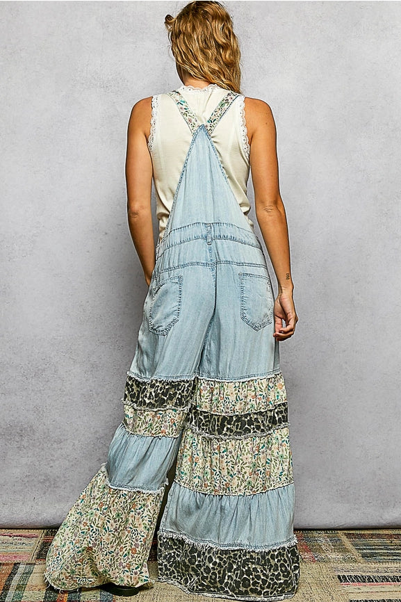 Wildflower Patchwork Denim Overalls