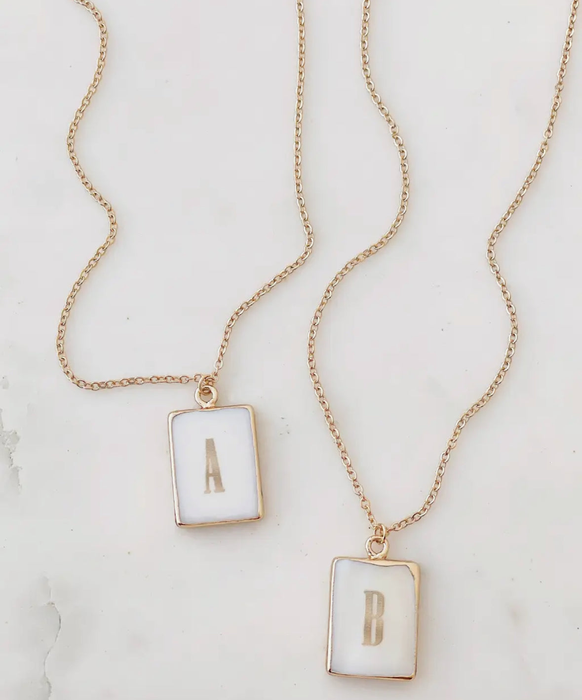 Mother of Pearl Initial Necklace