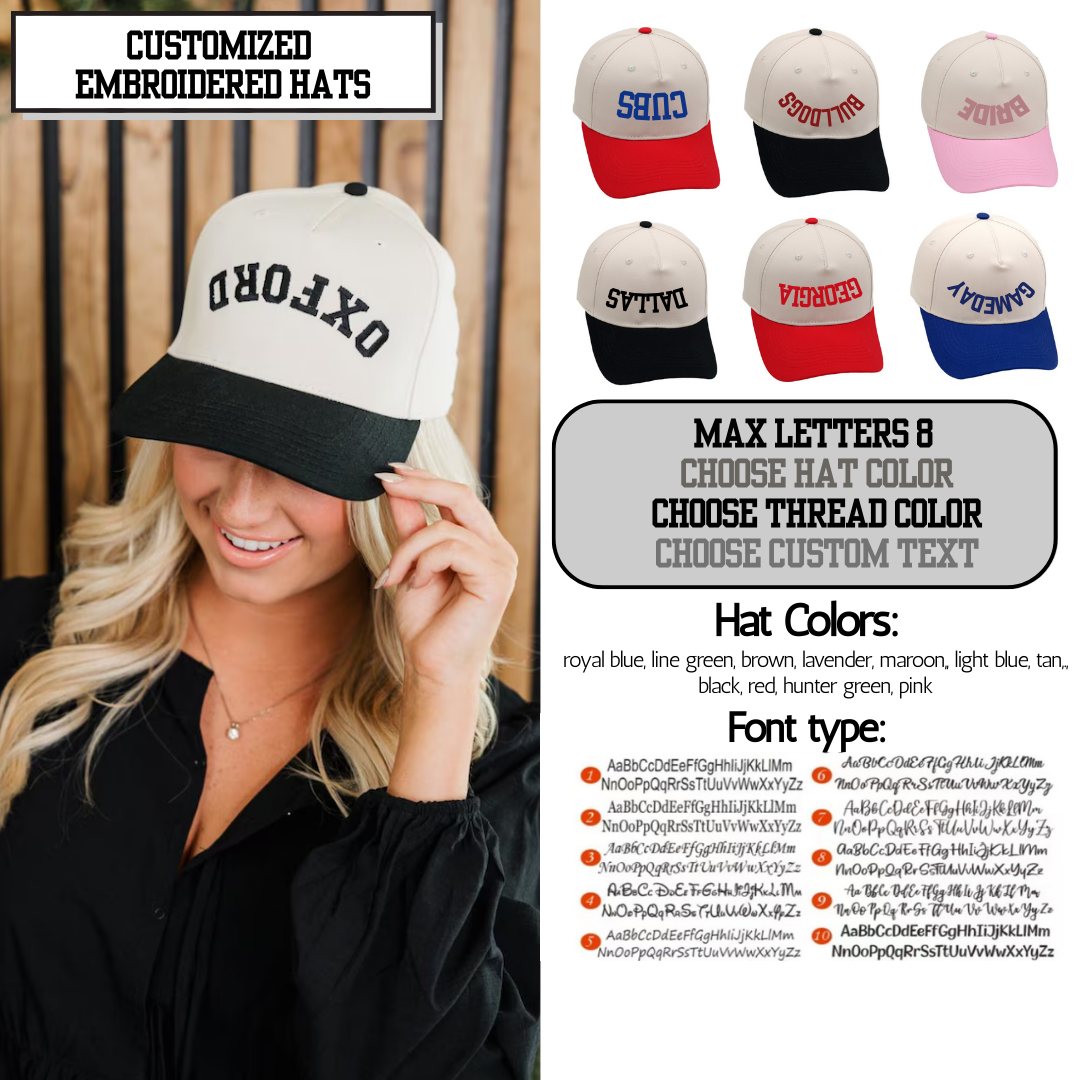 Upside down embroidered hat *PRE-ORDER*