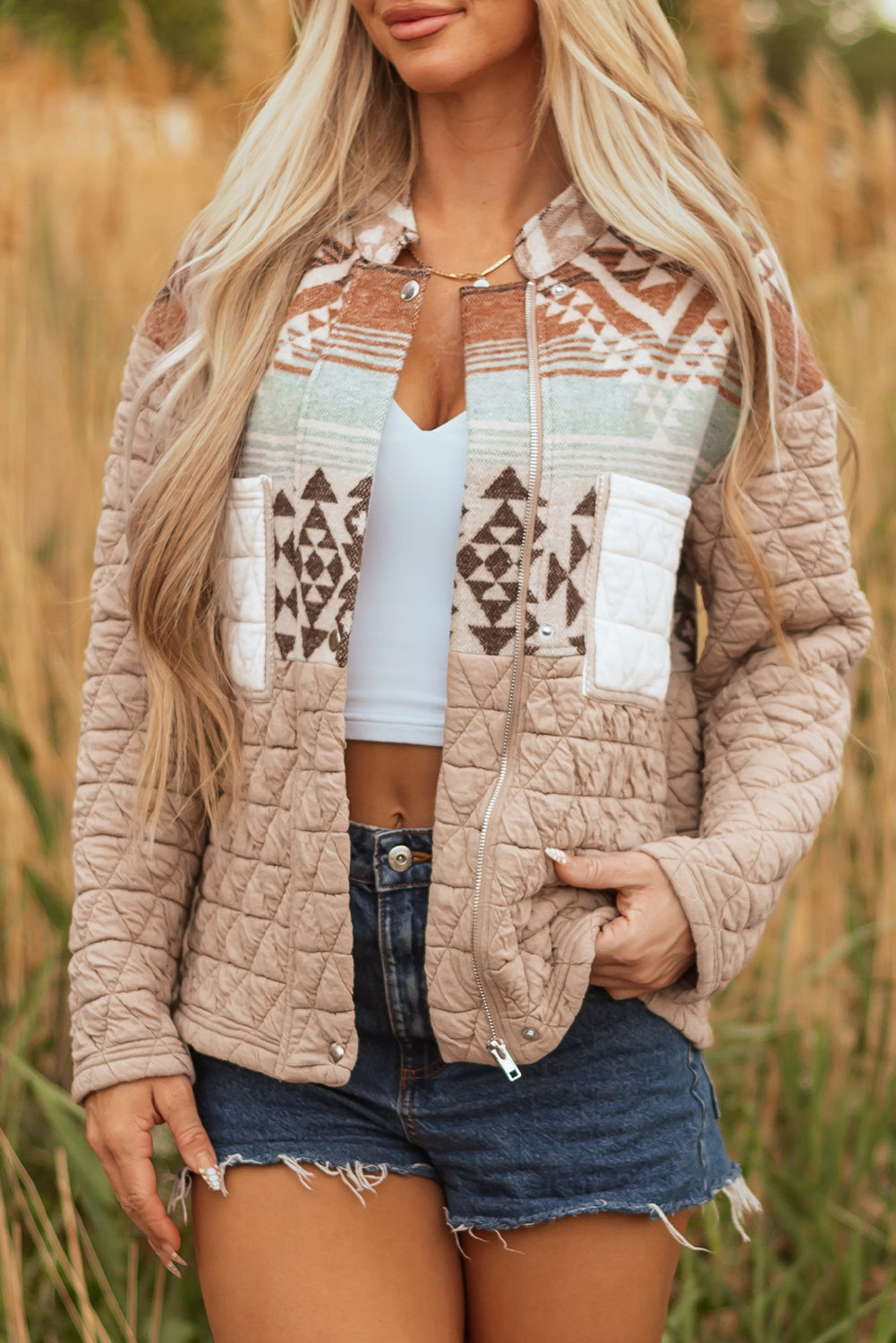 Aztec quilted design jacket *PRE-ORDER*