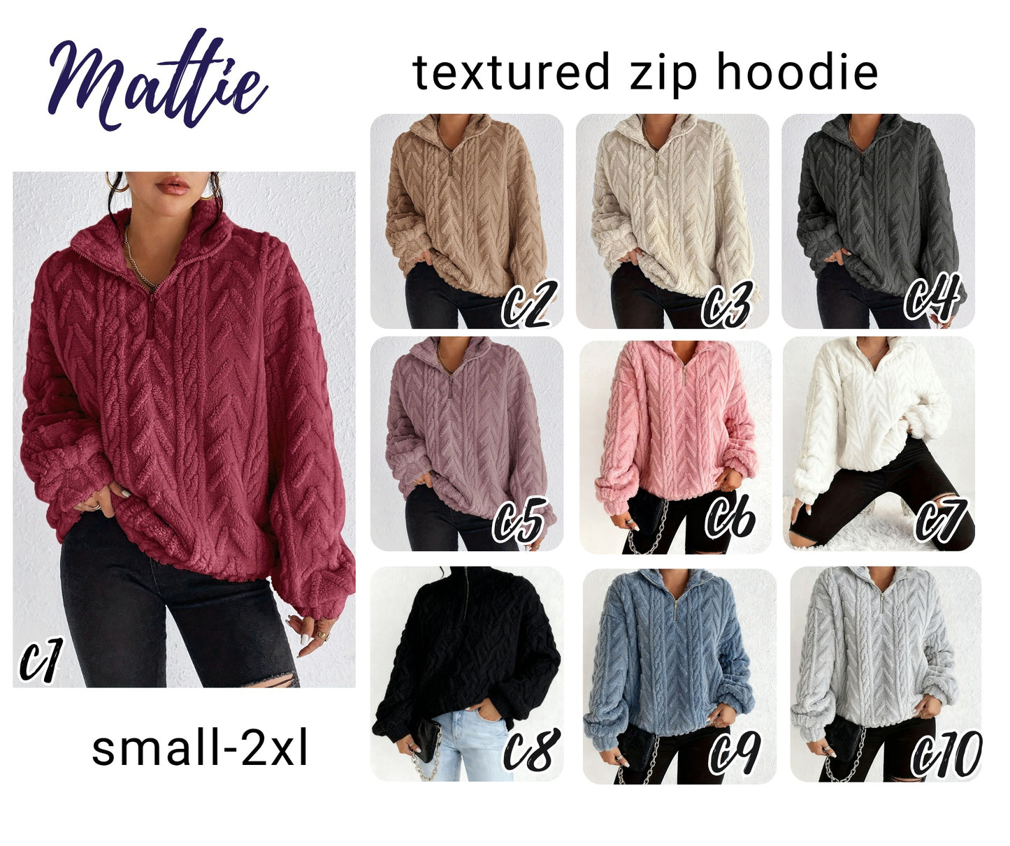 Mattie Textured Zip Pullover *PRE-ORDER*
