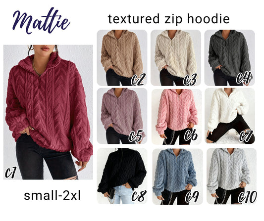 Mattie Textured Zip Pullover *PRE-ORDER*