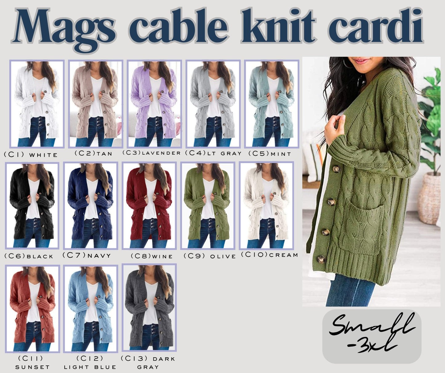 MAGS cable knit cardi *PRE-ORDER*
