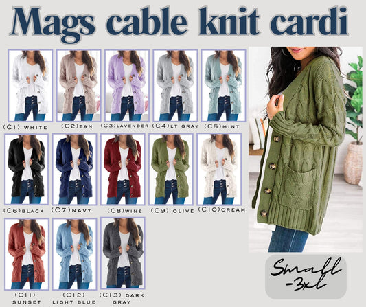 MAGS cable knit cardi *PRE-ORDER*