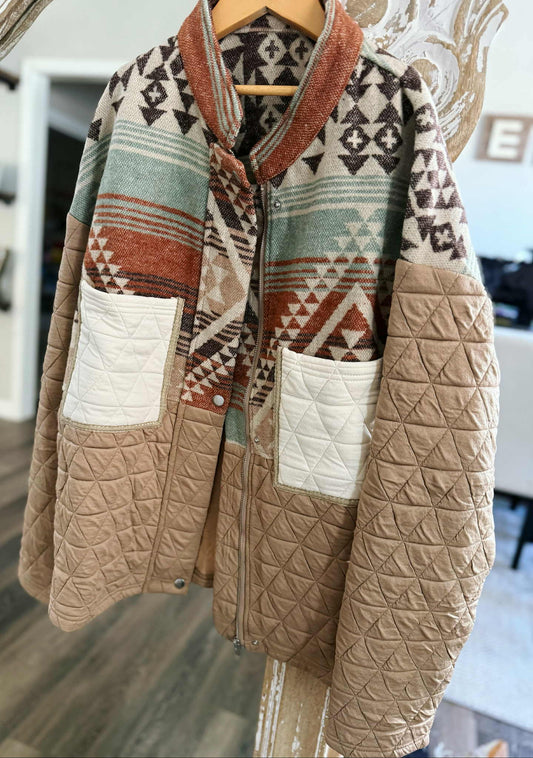 Aztec quilted design jacket *PRE-ORDER*
