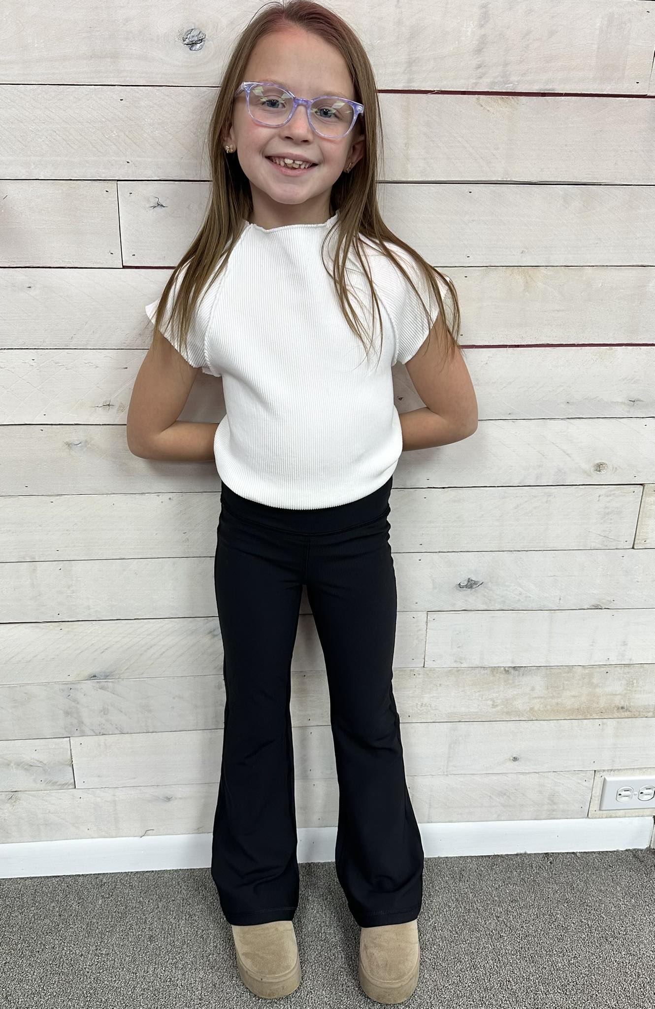 Girls Rib Everyday High Rise Flare Pants