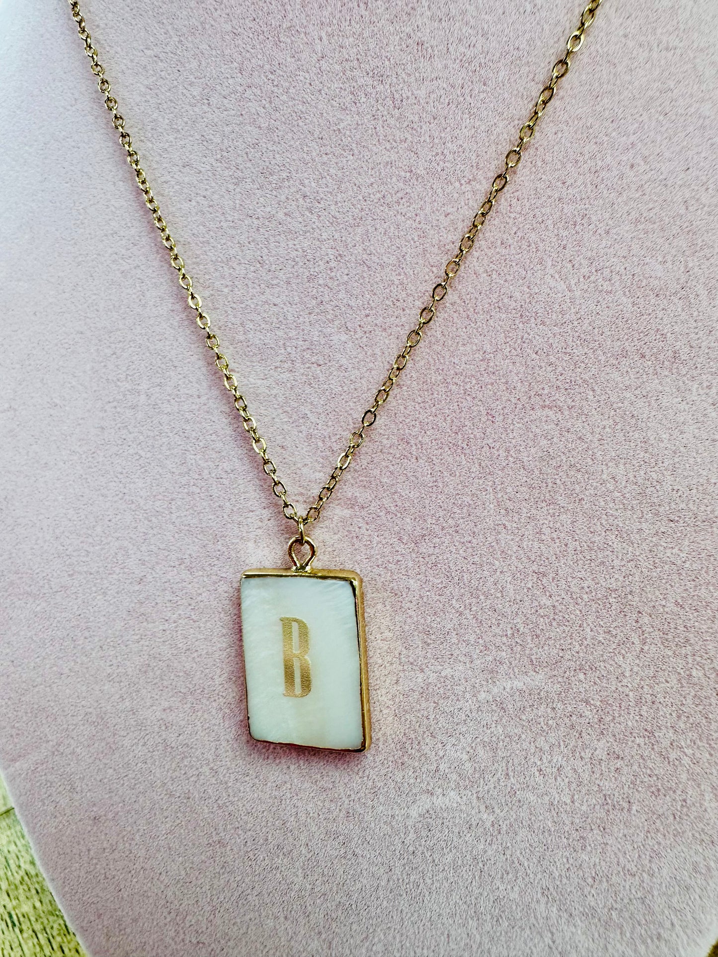 Mother of Pearl Initial Necklace