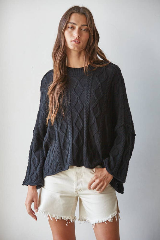 Midnight Cable Knit Sweater
