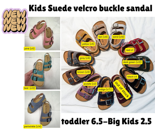 Kids Suede Velcro Buckle Sandals PART 2 *PRE-ORDER*