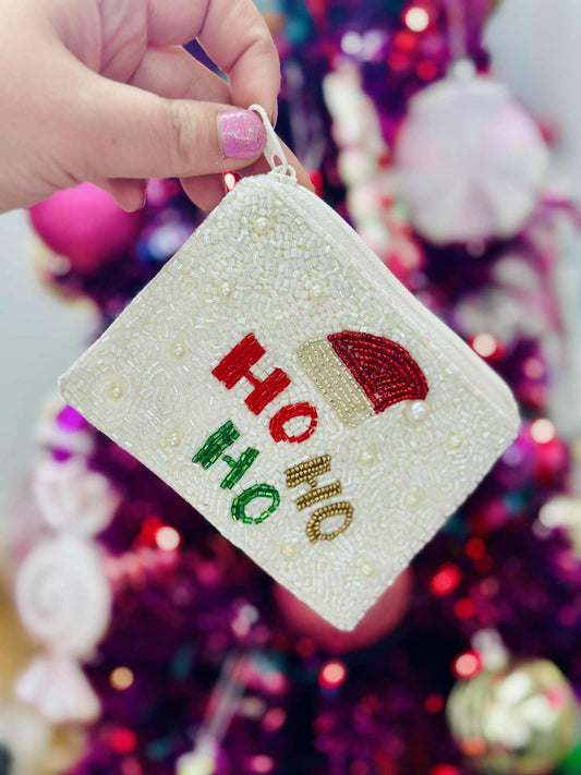 Beaded “Ho Ho Ho” Holiday Coin Purse