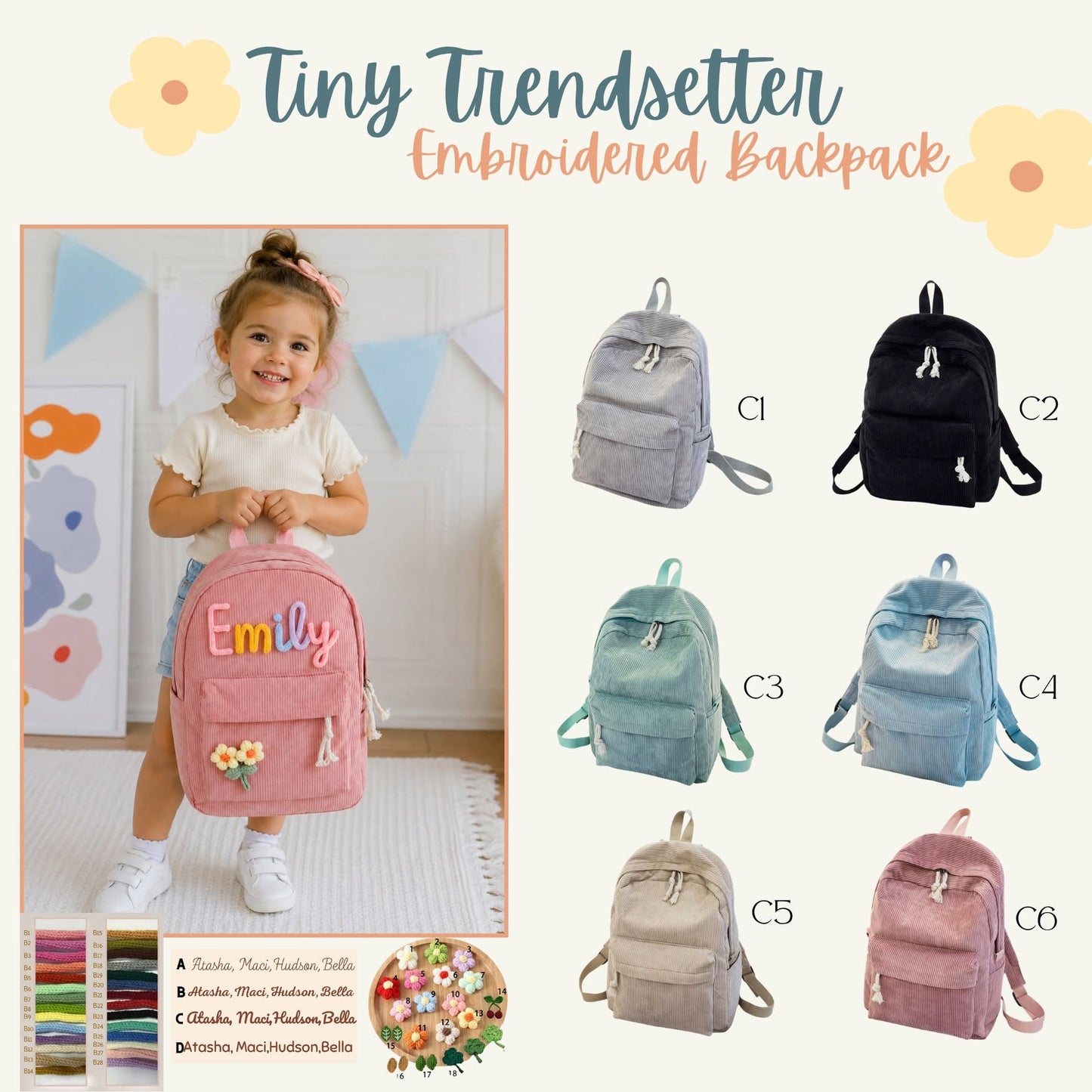 Tiny Trendsetter Embroidered Backpack *PRE-ORDER*