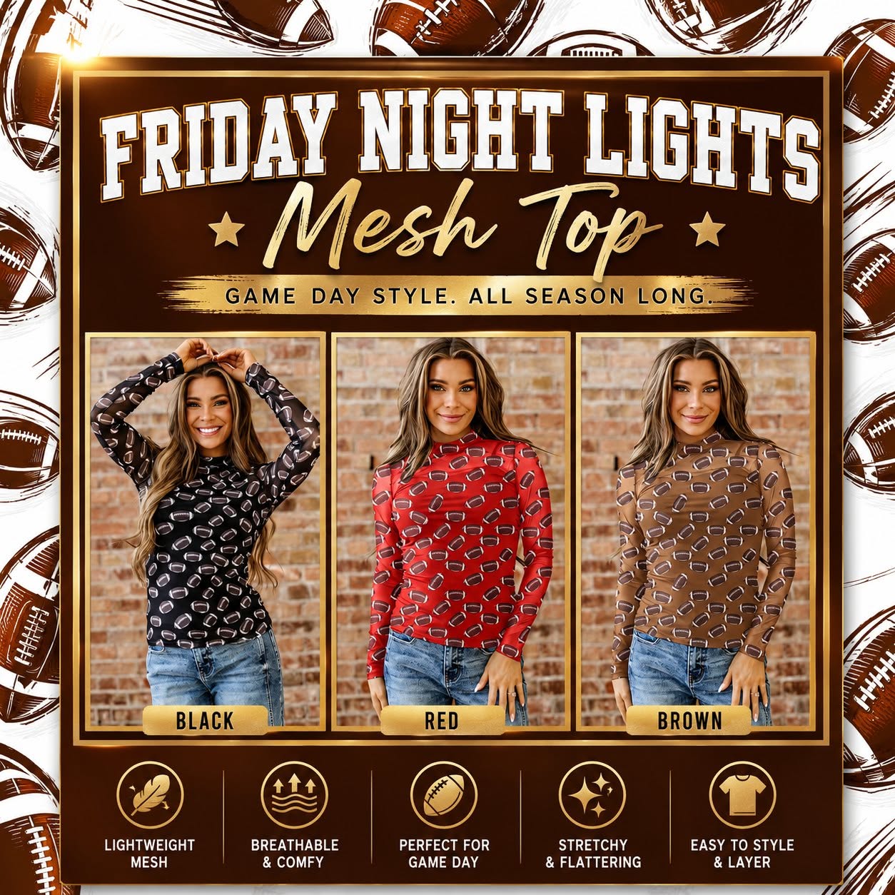Friday Night Lights Mesh Top *PRE-ORDER*