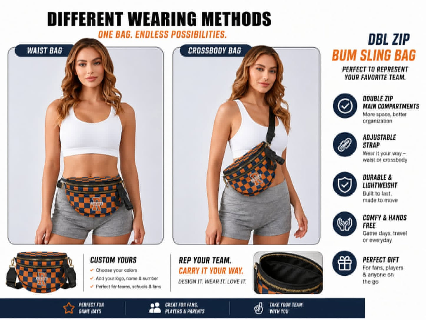 Custom Double Zip Bum Sling Bags *PRE-ORDER*
