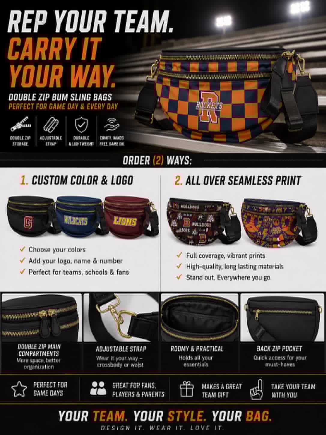 Custom Double Zip Bum Sling Bags *PRE-ORDER*