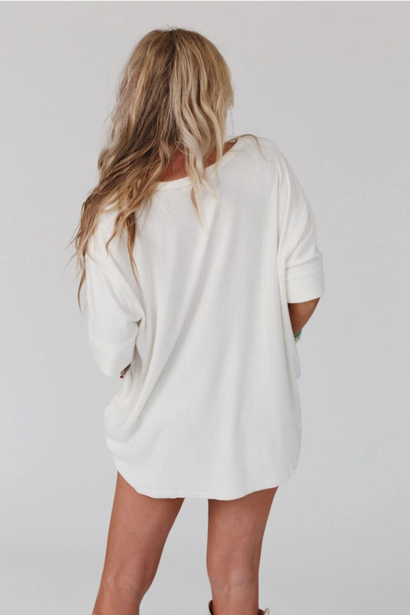 Leila Ribbed Henley Top