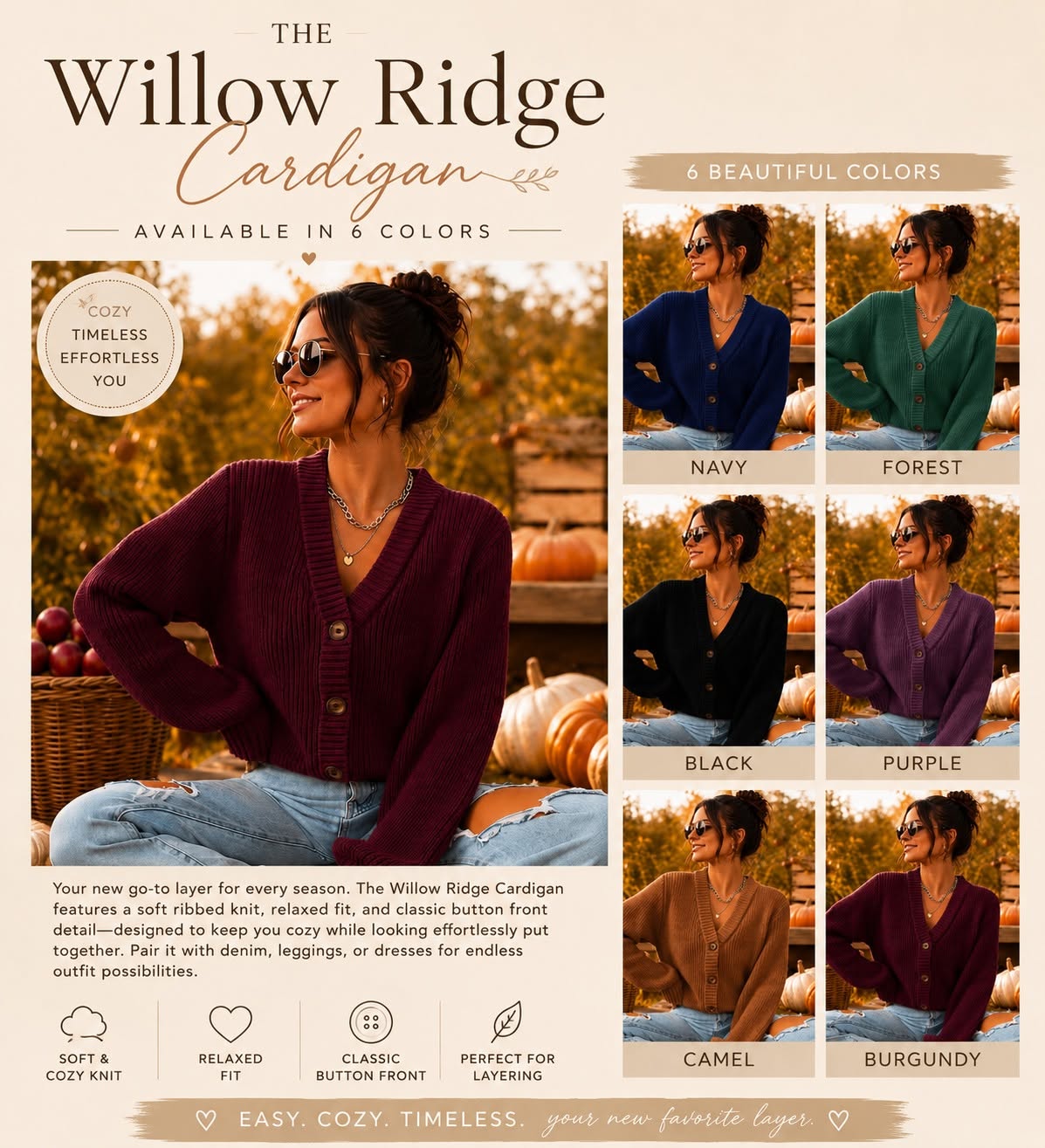 The Willow Ridge Cardigan *PRE-ORDER*