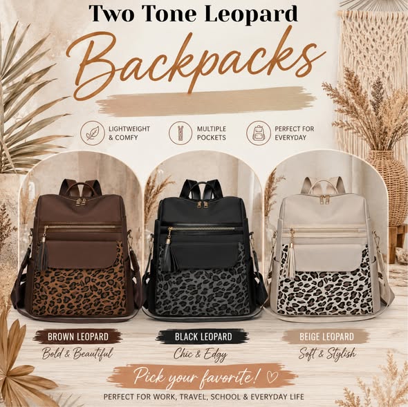 Two Tone Leopard Backpacks *PRE-ORDER*