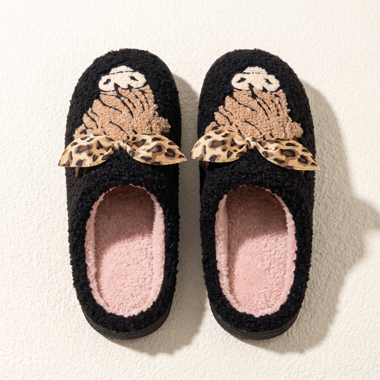 Highland cow with leopard bow slippers *PRE-ORDER*