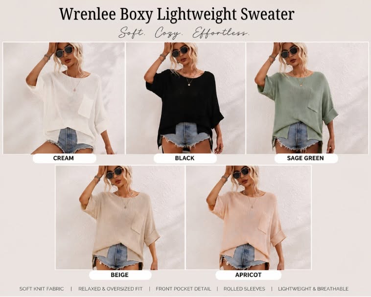 Wrenlee Boxy Lightweight Sweater *PRE-ORDER*