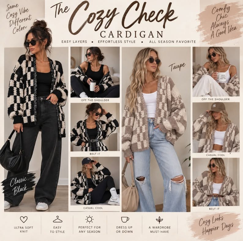 Cozy Check Cardigan *PRE-ORDER*