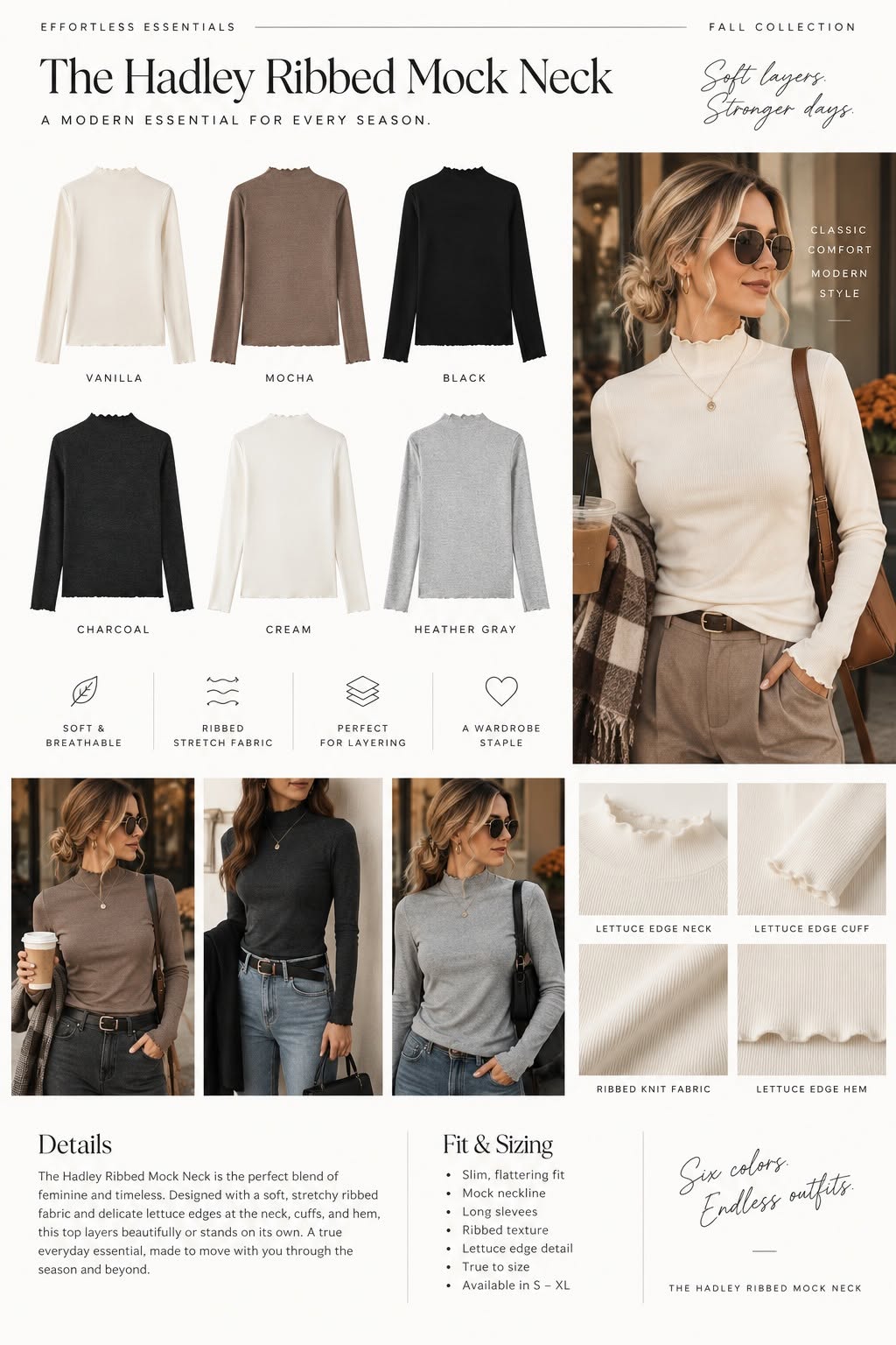 The Hadley Ribbed Mock Neck *PRE-ORDER*