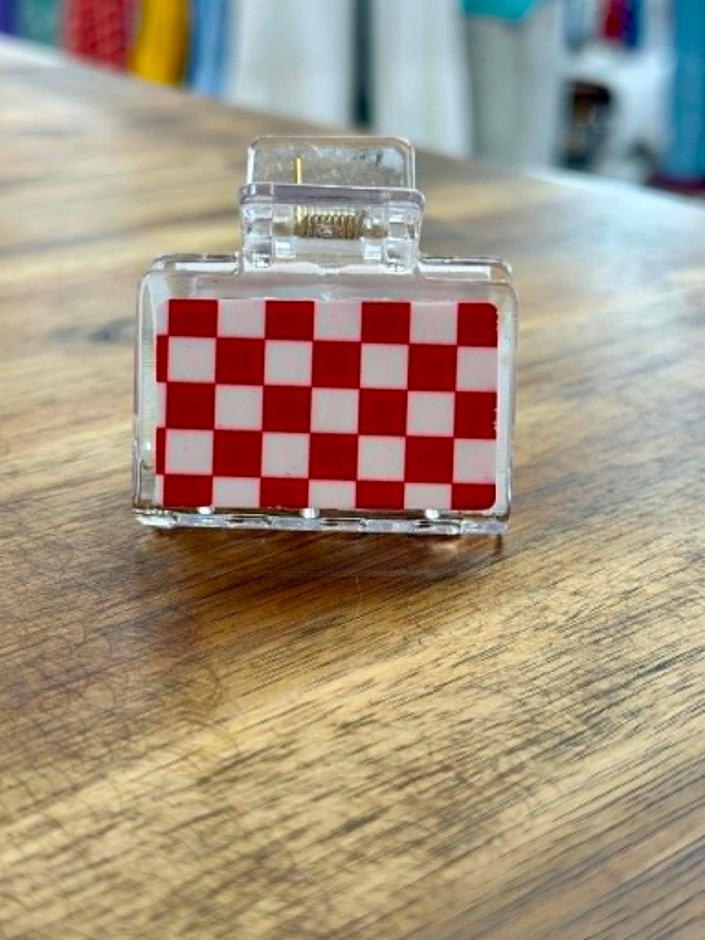Red Checkered Claw Clip