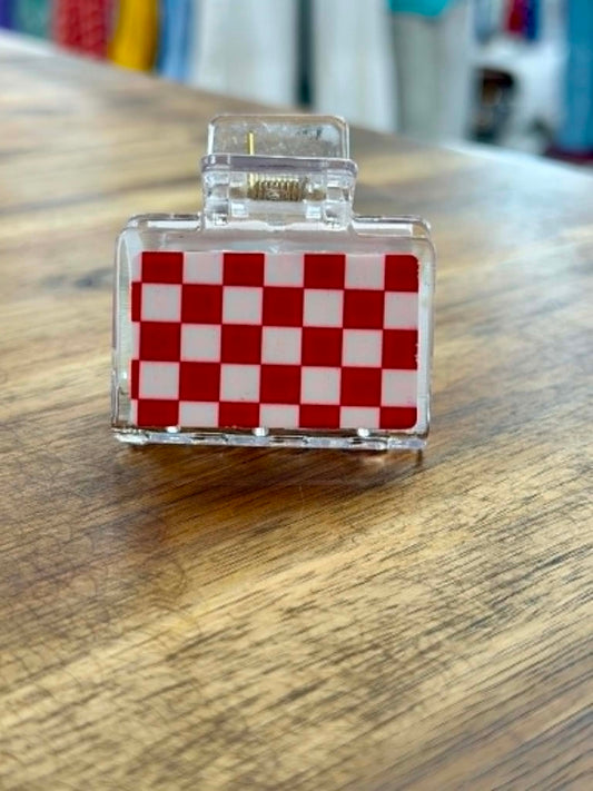 Red Checkered Claw Clip