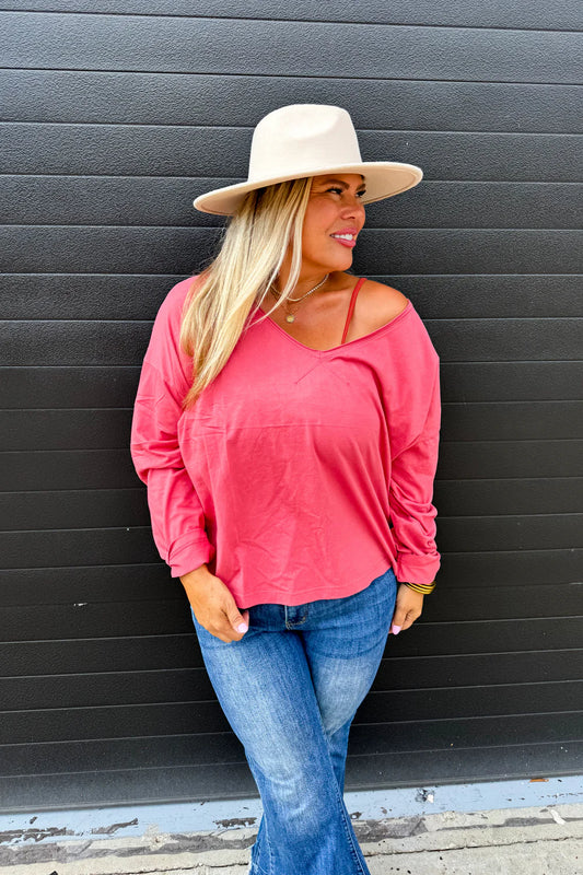 The Parker Basic Washed Tee- Rusty Rose