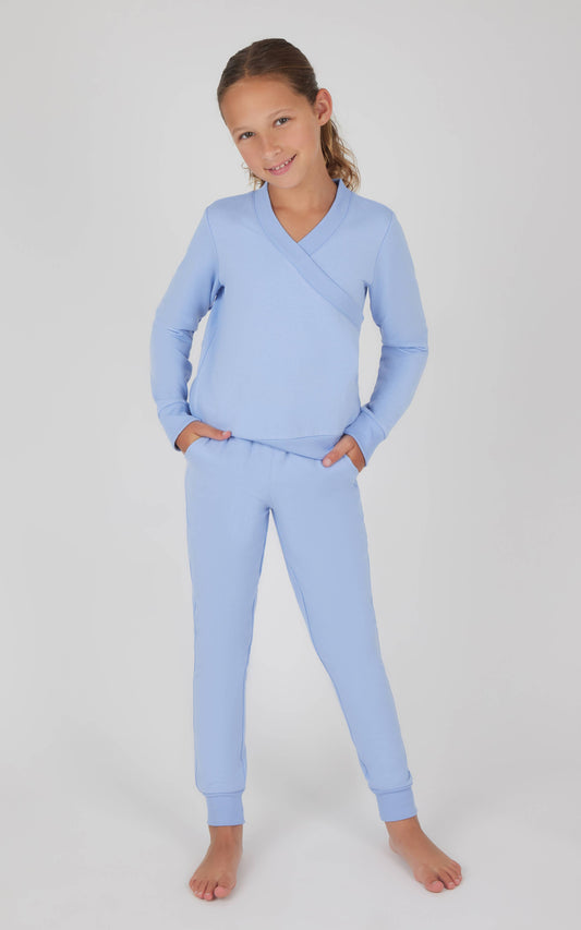 Cross Over Pullover and Jogger-  Blue Heron