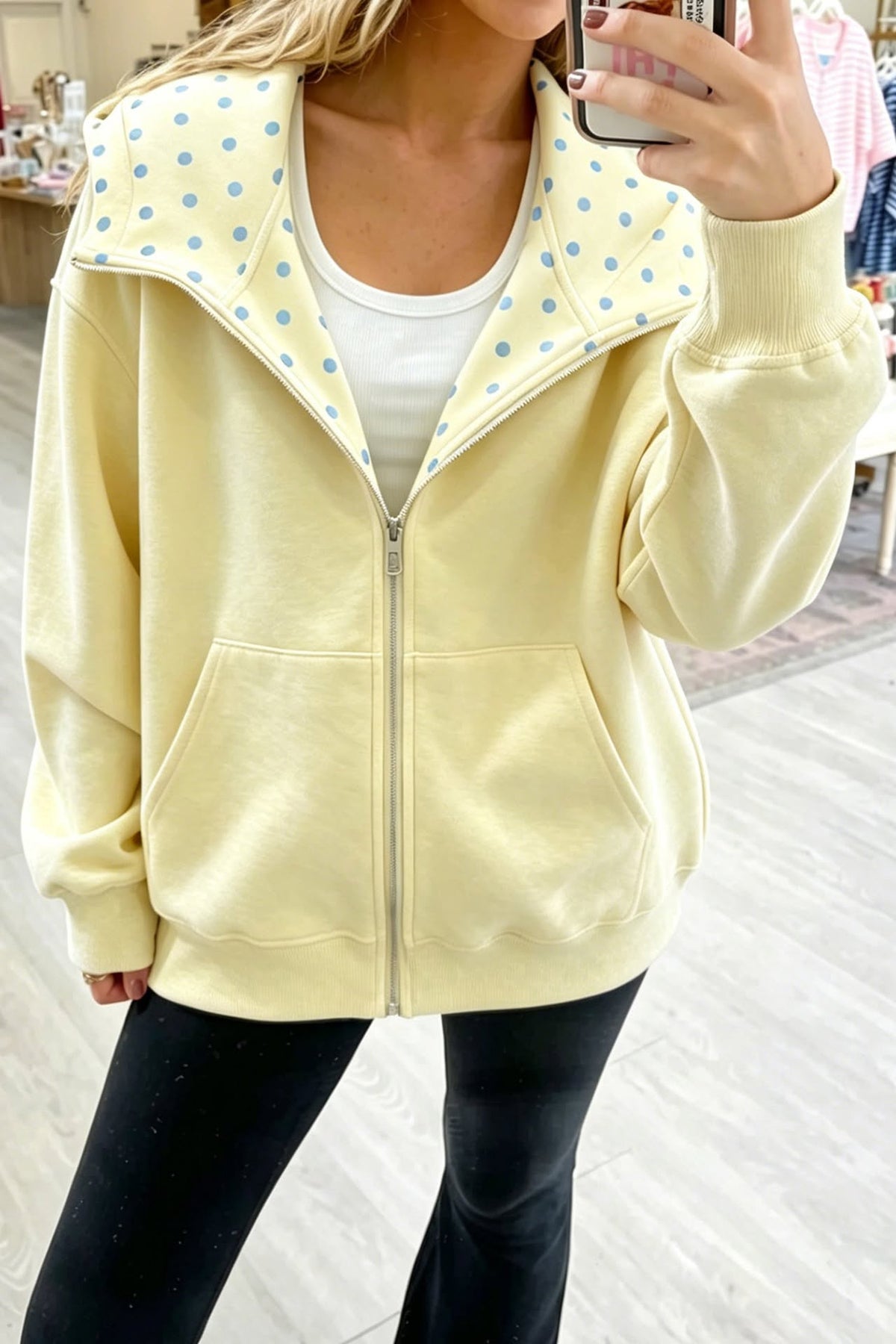 The Olivia Polka Dot Zip-Up *PRE-ORDER*