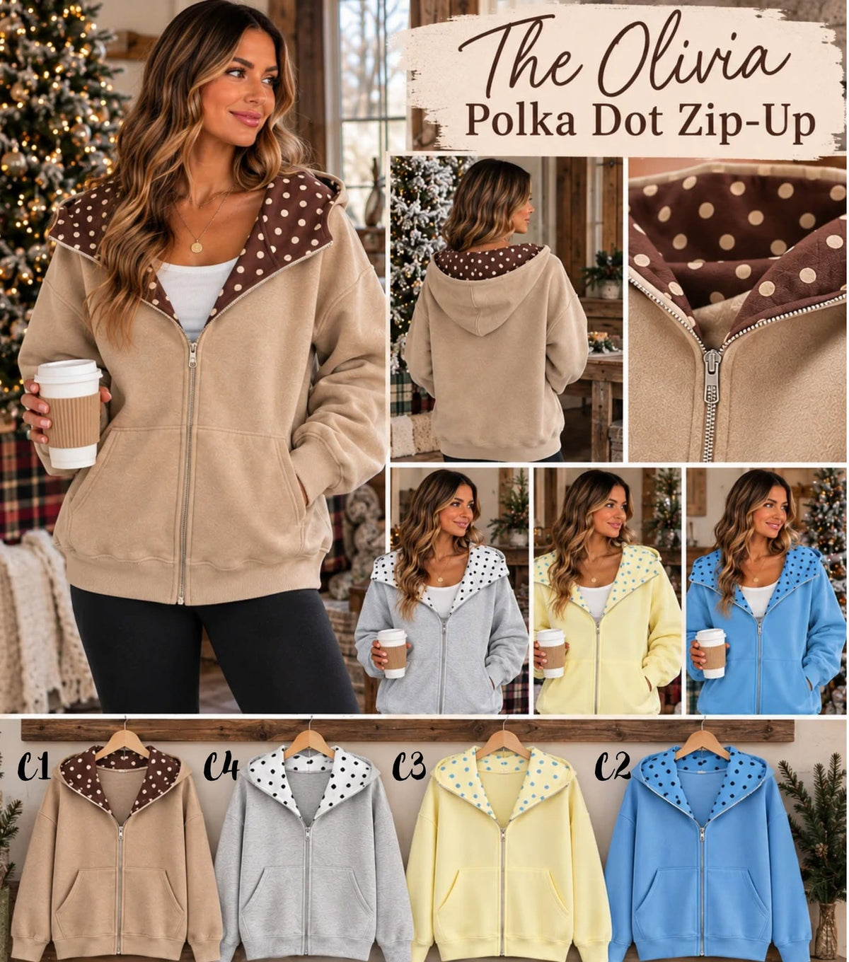 The Olivia Polka Dot Zip-Up *PRE-ORDER*