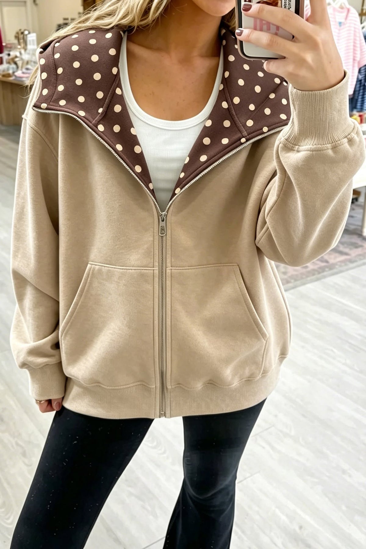 The Olivia Polka Dot Zip-Up *PRE-ORDER*