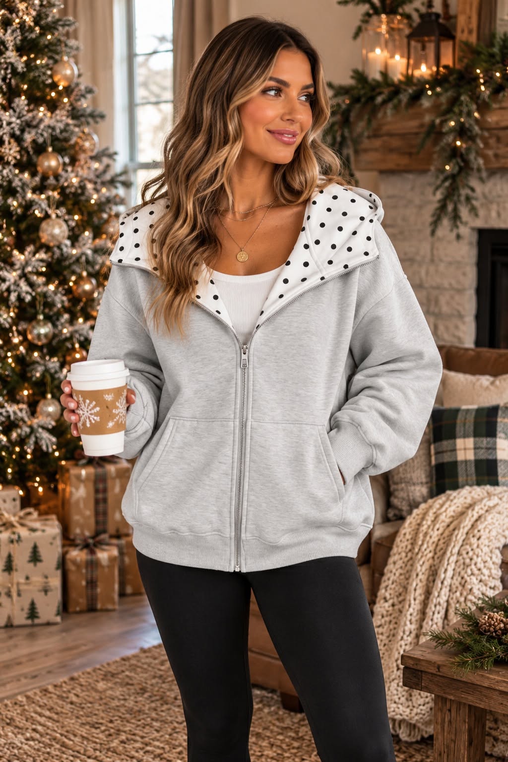 The Olivia Polka Dot Zip-Up *PRE-ORDER*