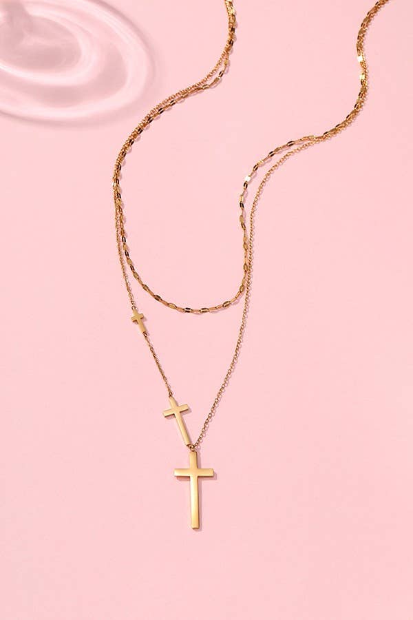 Stacked Cross Necklace