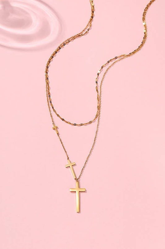 Stacked Cross Necklace
