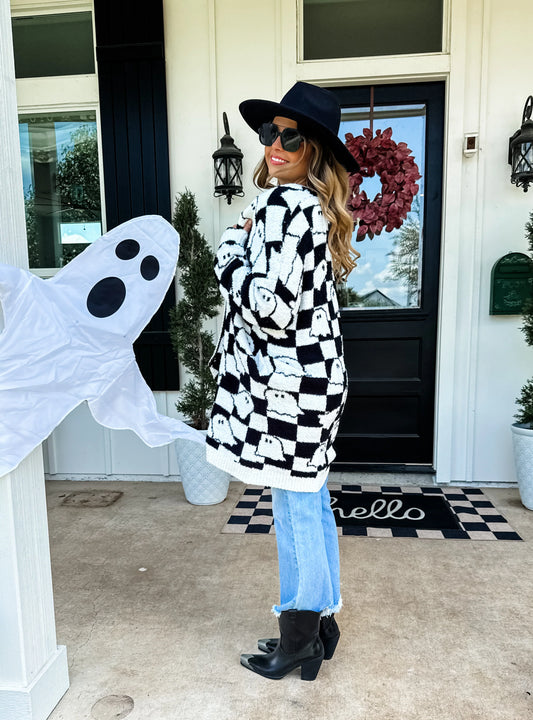 Checkered GHOST Cardigan *PRE-ORDER*