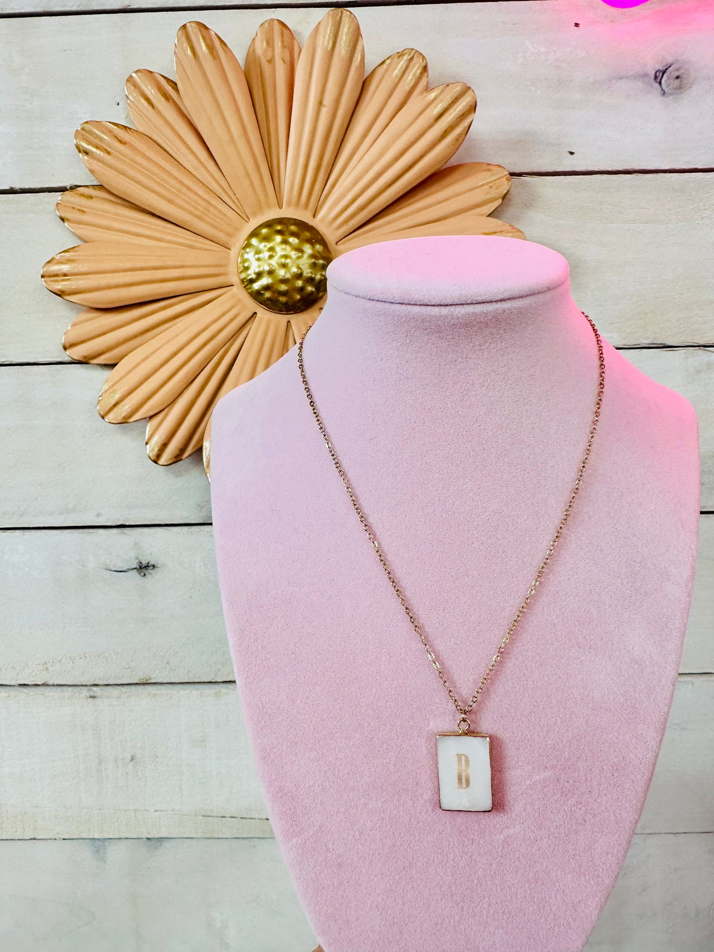 Mother of Pearl Initial Necklace