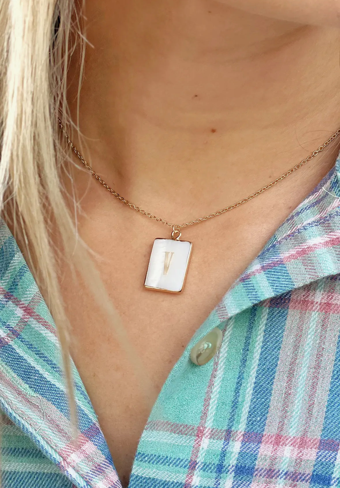 Mother of Pearl Initial Necklace