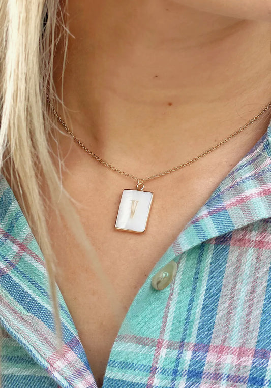 Mother of Pearl Initial Necklace