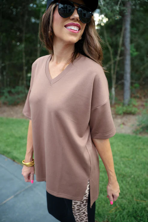 Cody Luxe Tunic Top -Chocolate