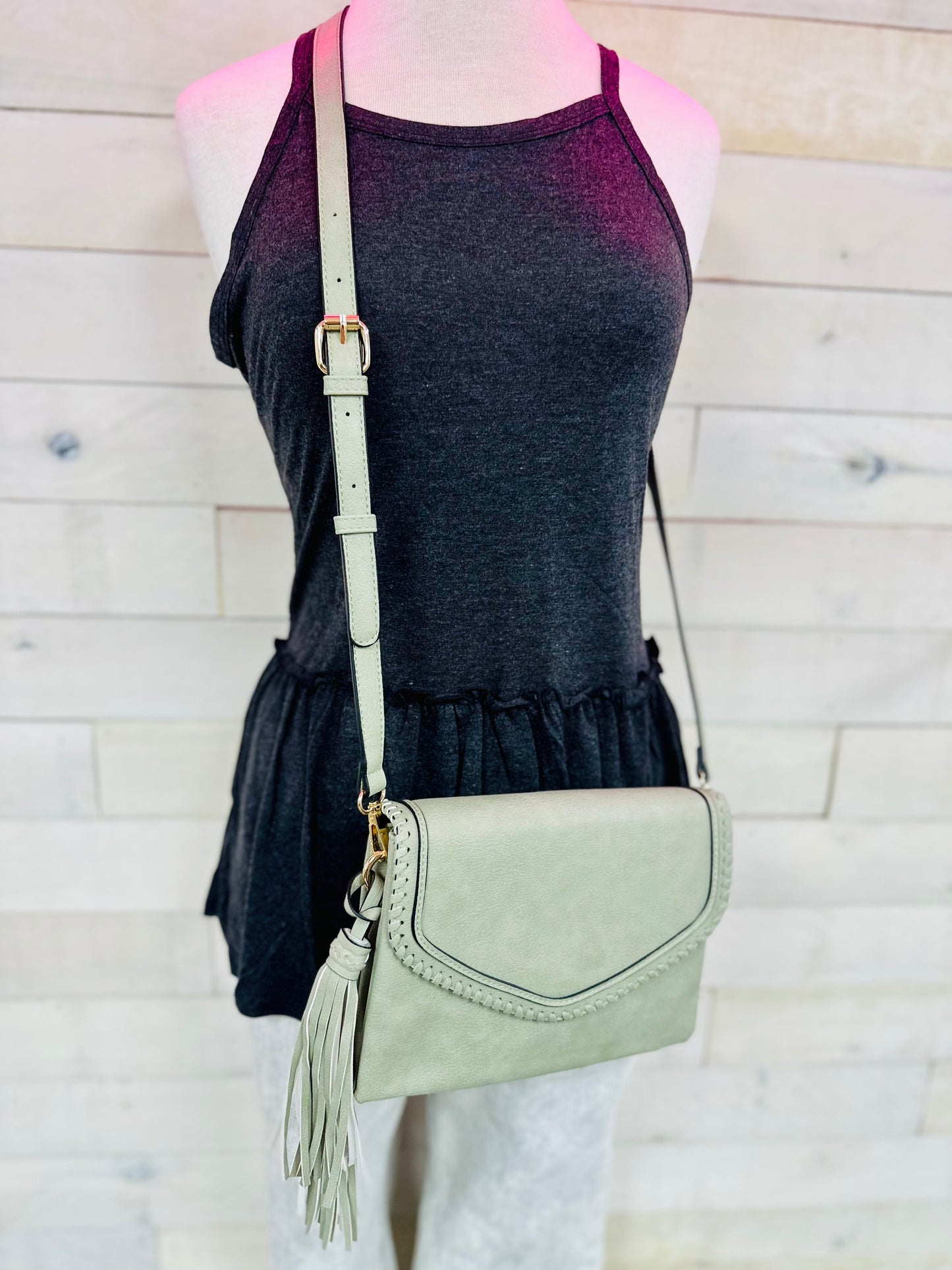 The Sloane Flap over Crossbody- Sage