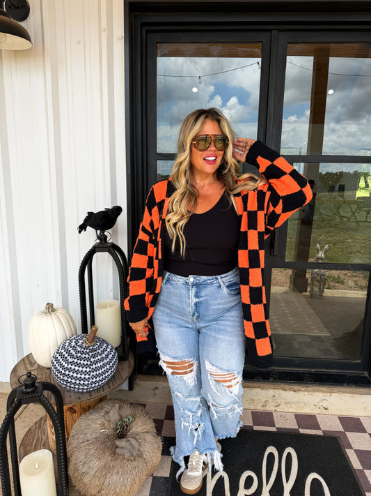 Boo Crew- CHECKERED Cardigan