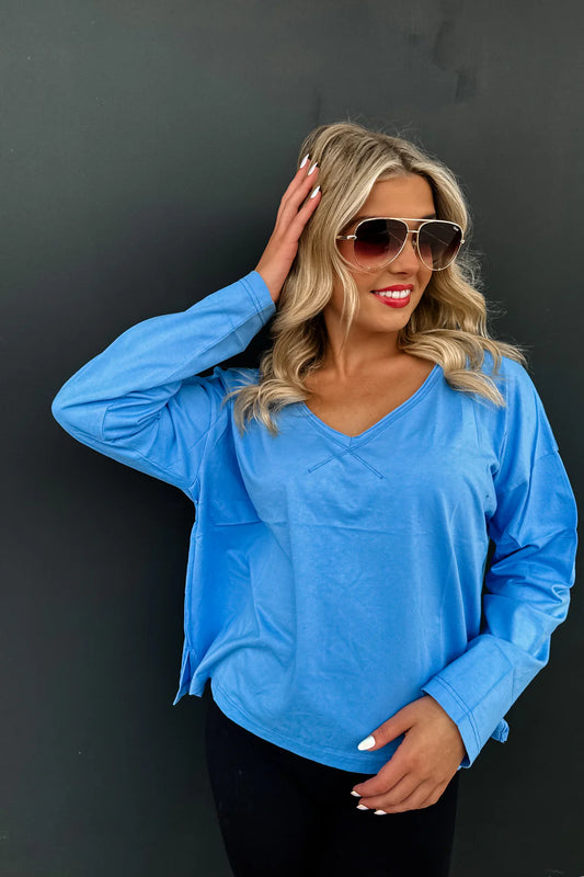 The Parker Basic Washed Tee- Blue