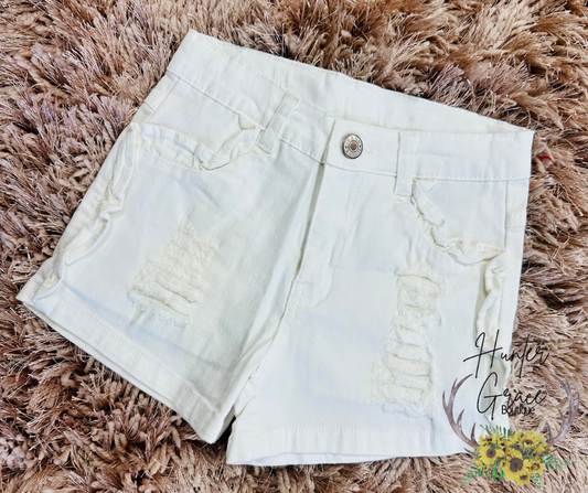 White Adorable Ruffle Jean Shorts